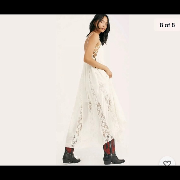 Free People cream pleated lace Hailee midi dress - Picture 5 of 15